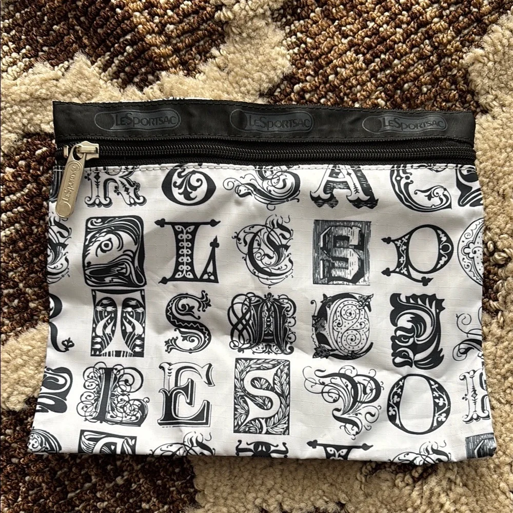 LeSportsac Black and White Alphabet Pouch